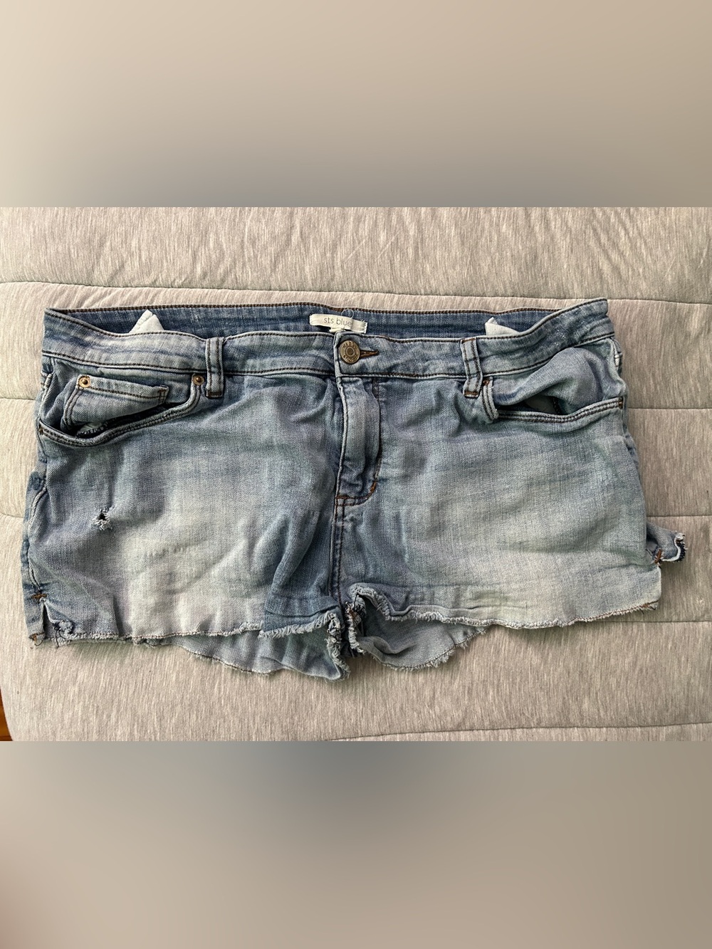 STS blue Aubrey Mid Rise Raw Hem Distressed Denim Shorts